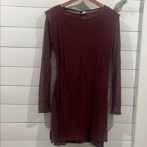 Chic Burgundy Long Sleeve Dress